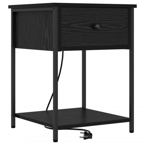 Natborde 2 stk. med opladningsstation - sort eg 42 x 41 x 56 cm