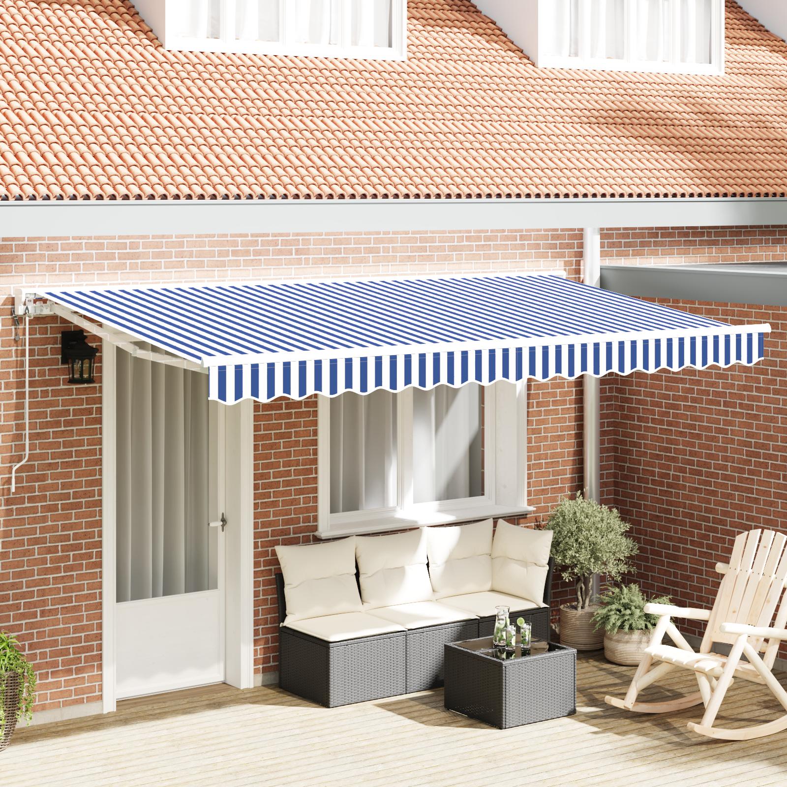 Utrækkelig Markise Blå og Hvid 400x200 cm Stof