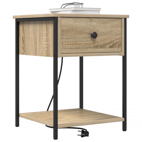 Sengeborde 2 stk. med opladningsstation - Sonoma eg