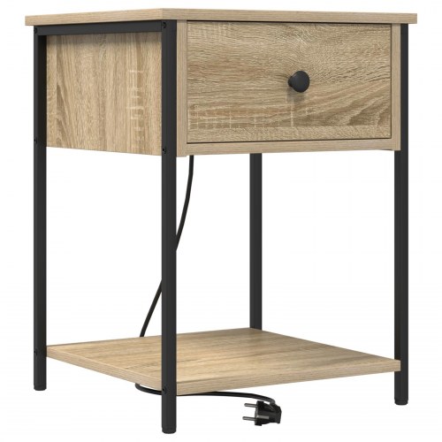 Sengeborde 2 stk. med opladningsstation - Sonoma eg