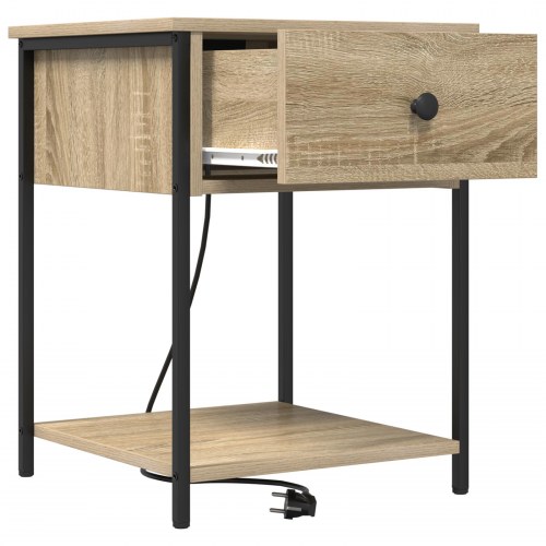 Sengeborde 2 stk. med opladningsstation - Sonoma eg