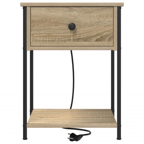 Sengeborde 2 stk. med opladningsstation - Sonoma eg