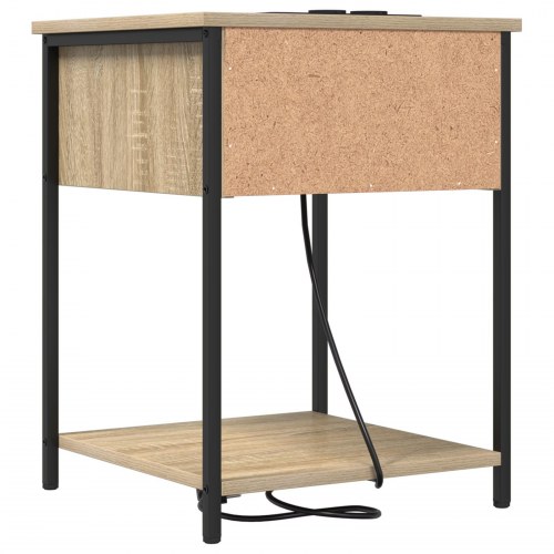 Sengeborde 2 stk. med opladningsstation - Sonoma eg