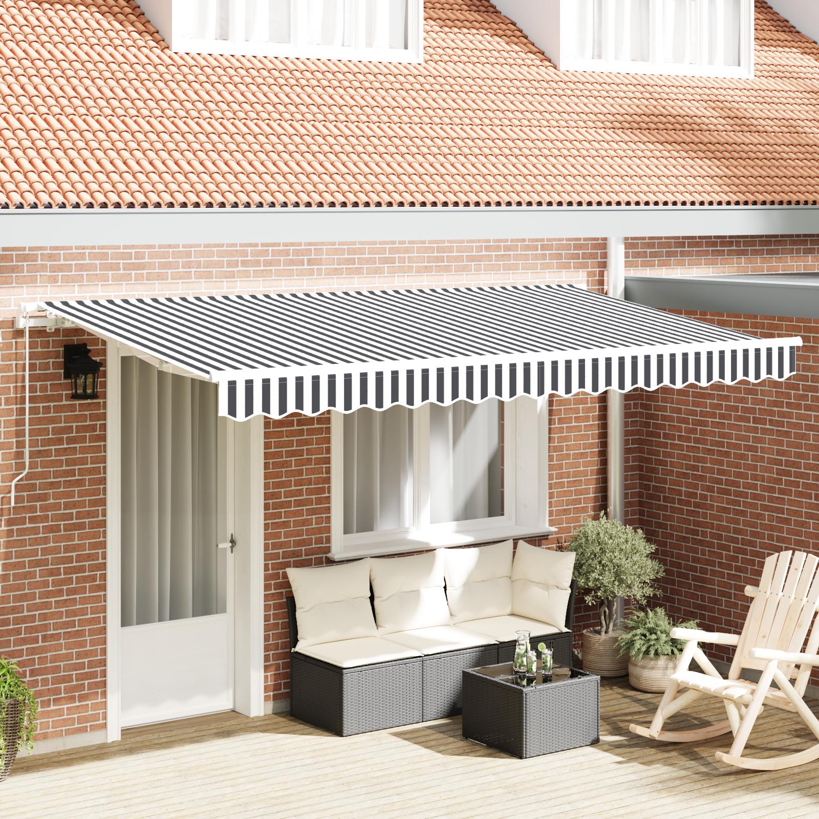 Utrækkelig Markise Anthracit og hvid 400 x 200 cm