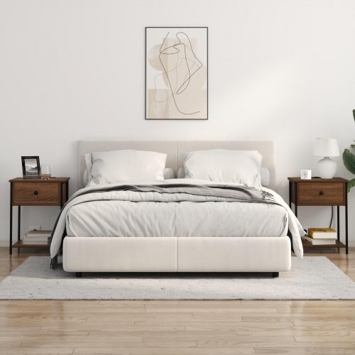 Sengeborde 2 stk. brun eg 42 x 41 x 56 cm