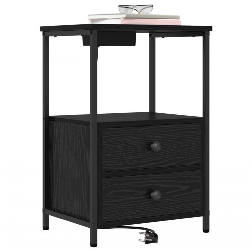 Natborde 2 stk. med opladningsstation - sort eg