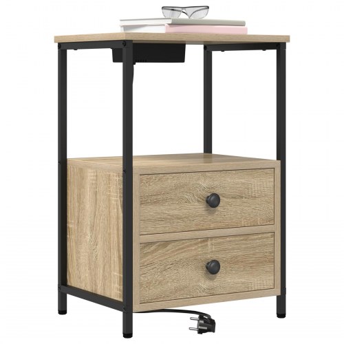 Sengeborde med opladningsstation 2 stk. - Sonoma eg 40 x 31 x 60 cm