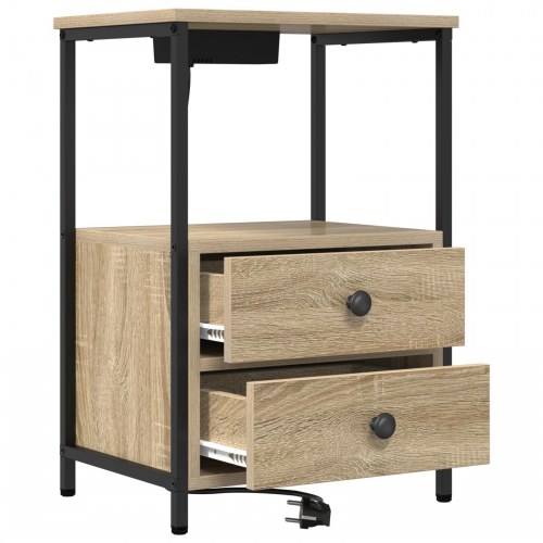 Sengeborde med opladningsstation 2 stk. - Sonoma eg 40 x 31 x 60 cm