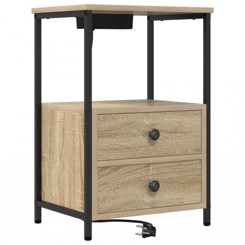 Sengeborde med opladningsstation 2 stk. - Sonoma eg 40 x 31 x 60 cm