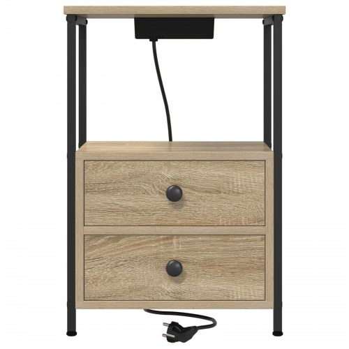Sengeborde med opladningsstation 2 stk. - Sonoma eg 40 x 31 x 60 cm