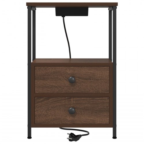 Natborde med opladningsstation 2 stk. brun eg 40 x 31 x 60 cm