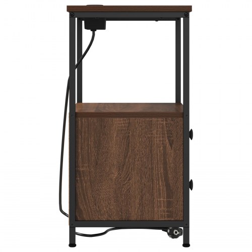 Natborde med opladningsstation 2 stk. brun eg 40 x 31 x 60 cm