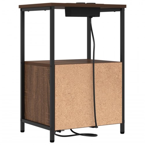 Natborde med opladningsstation 2 stk. brun eg 40 x 31 x 60 cm