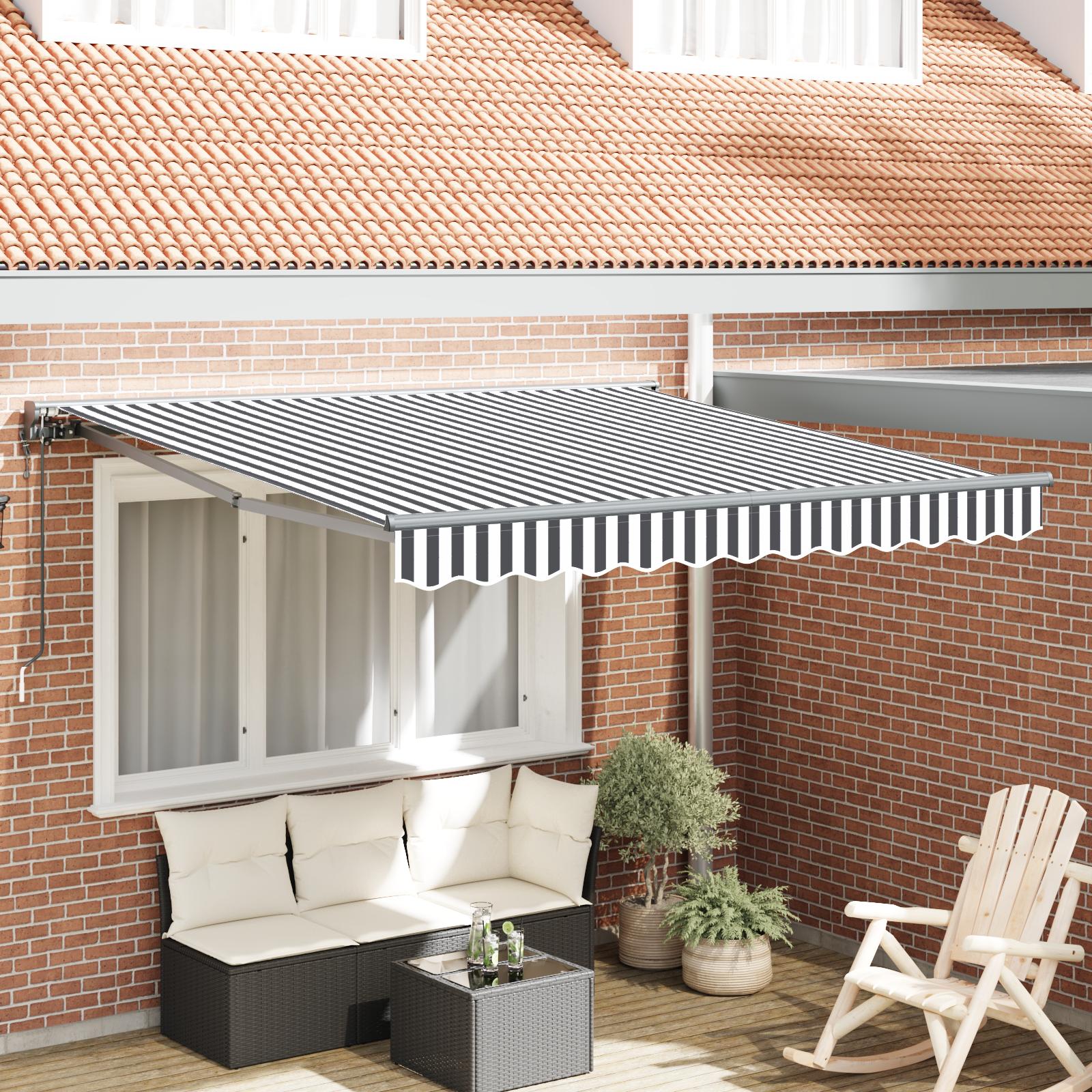 Utrækkelig Markise Anthracit og hvid 300x250 cm Stof