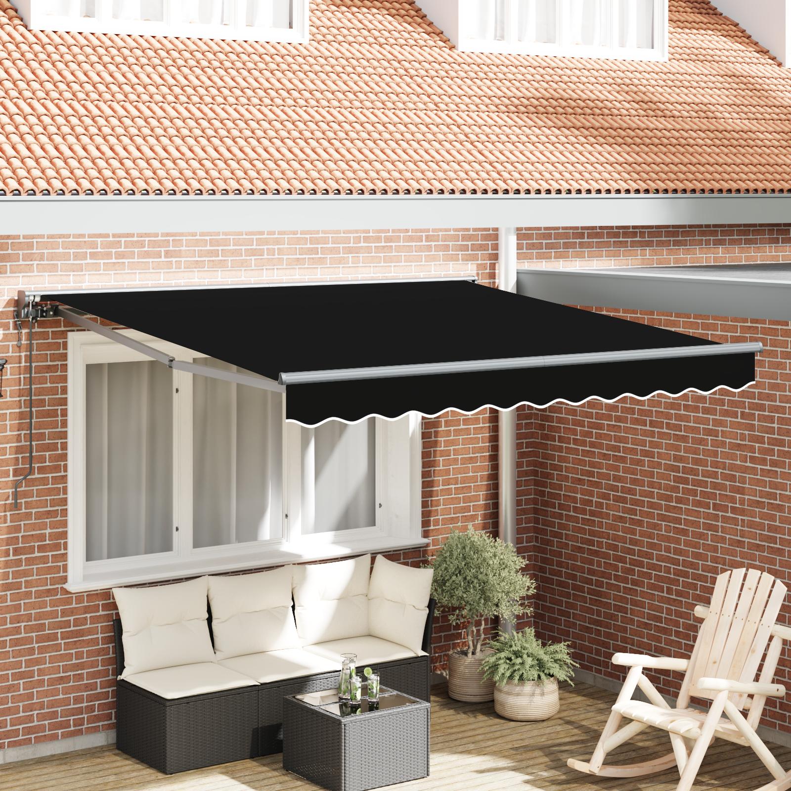 Udtrækkelig markise - sort 300 × 250 cm, polyester med PU-belægning