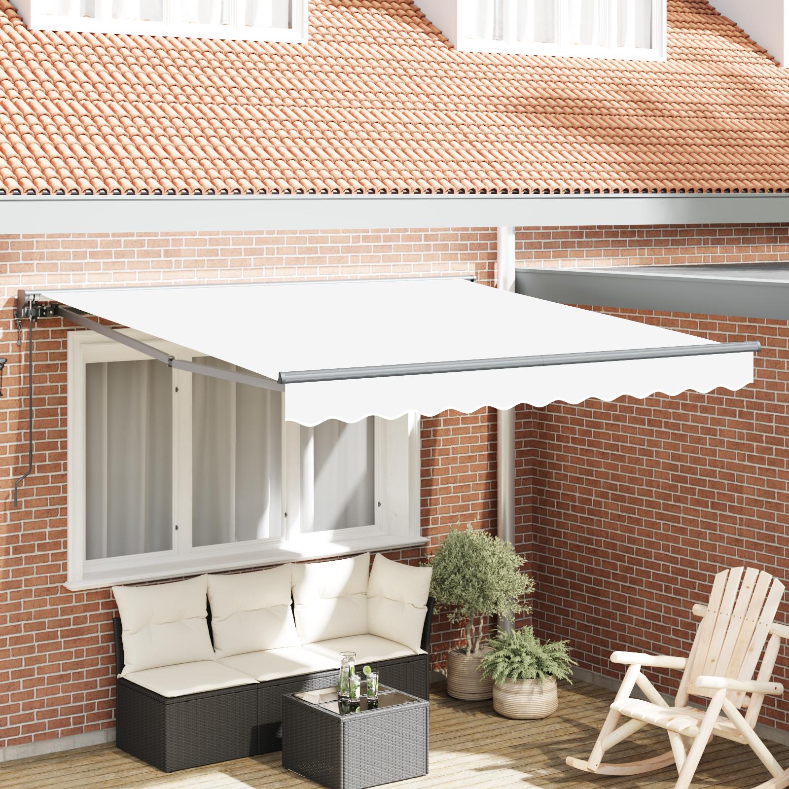 Udtrækkelig markise 300 × 250 cm - hvid polyester med PU-belægning, semi-kassette