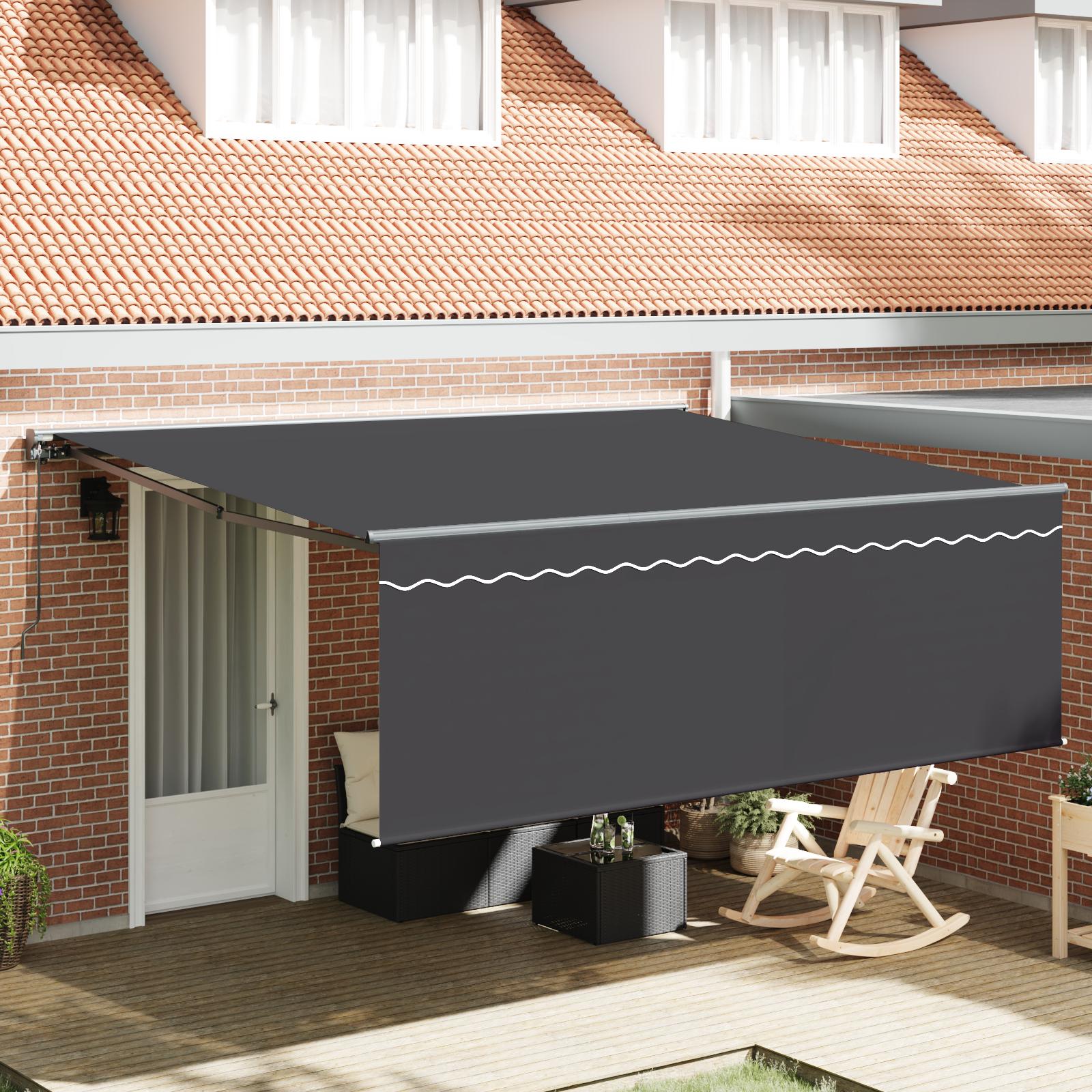 Udtrækkelig Markise Blå Og Hvid 350X200 Cm Stof - Orange og hvid (anthracitramme) / 3,5 x 2,5 m / Manuel