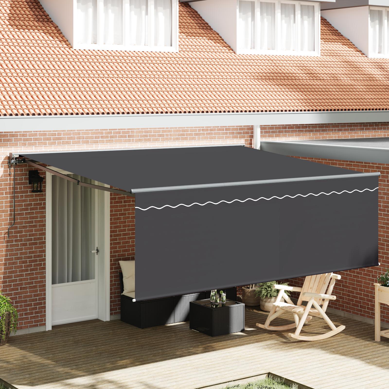 Udtrækkelig markise - gul/hvid, 350 × 250 cm, semi-kassette