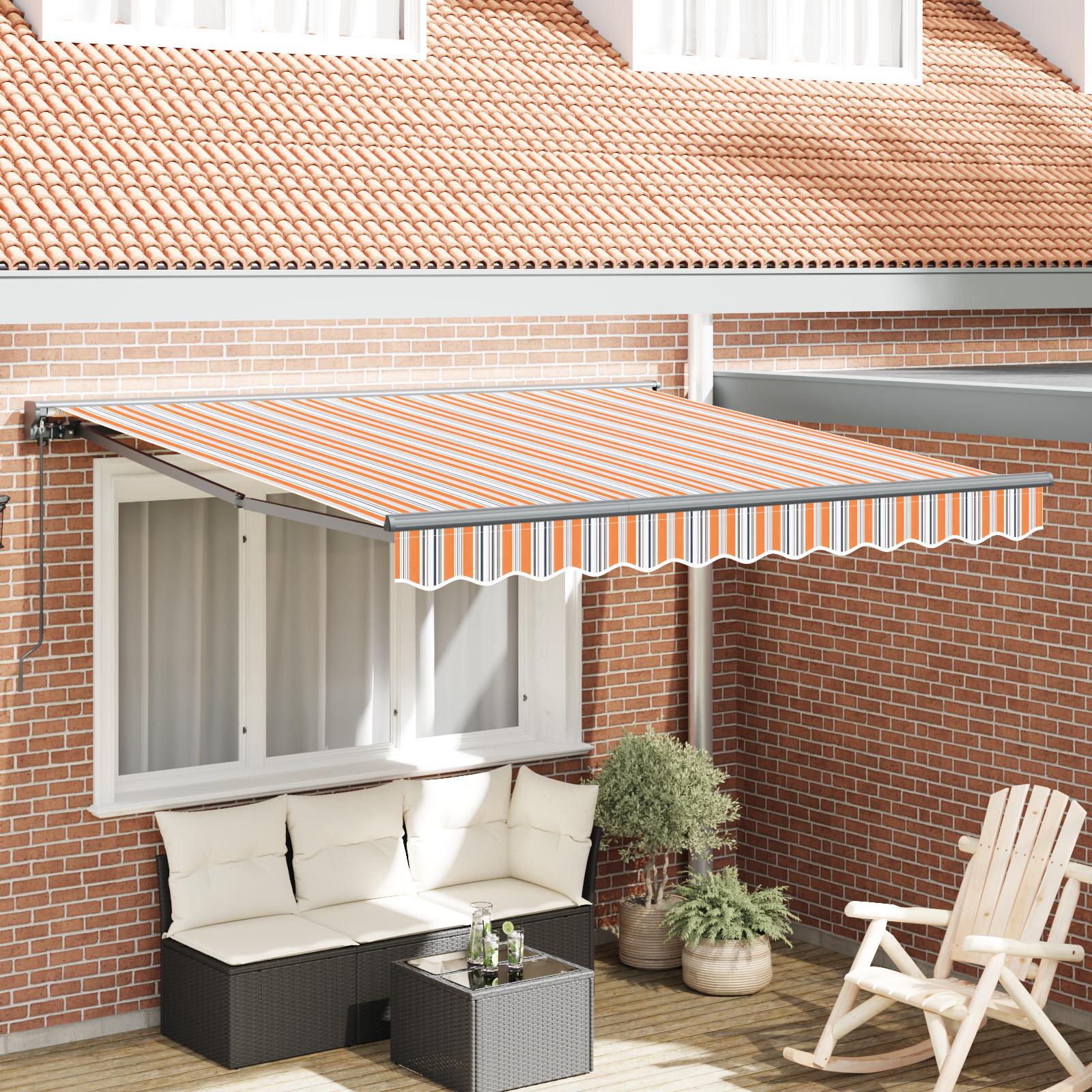 Udtrækkelig Markise Blå Og Hvid 350X200 Cm Stof - Blå og orange (anthracitramme) / 3,5 x 2,5 m / Manuel