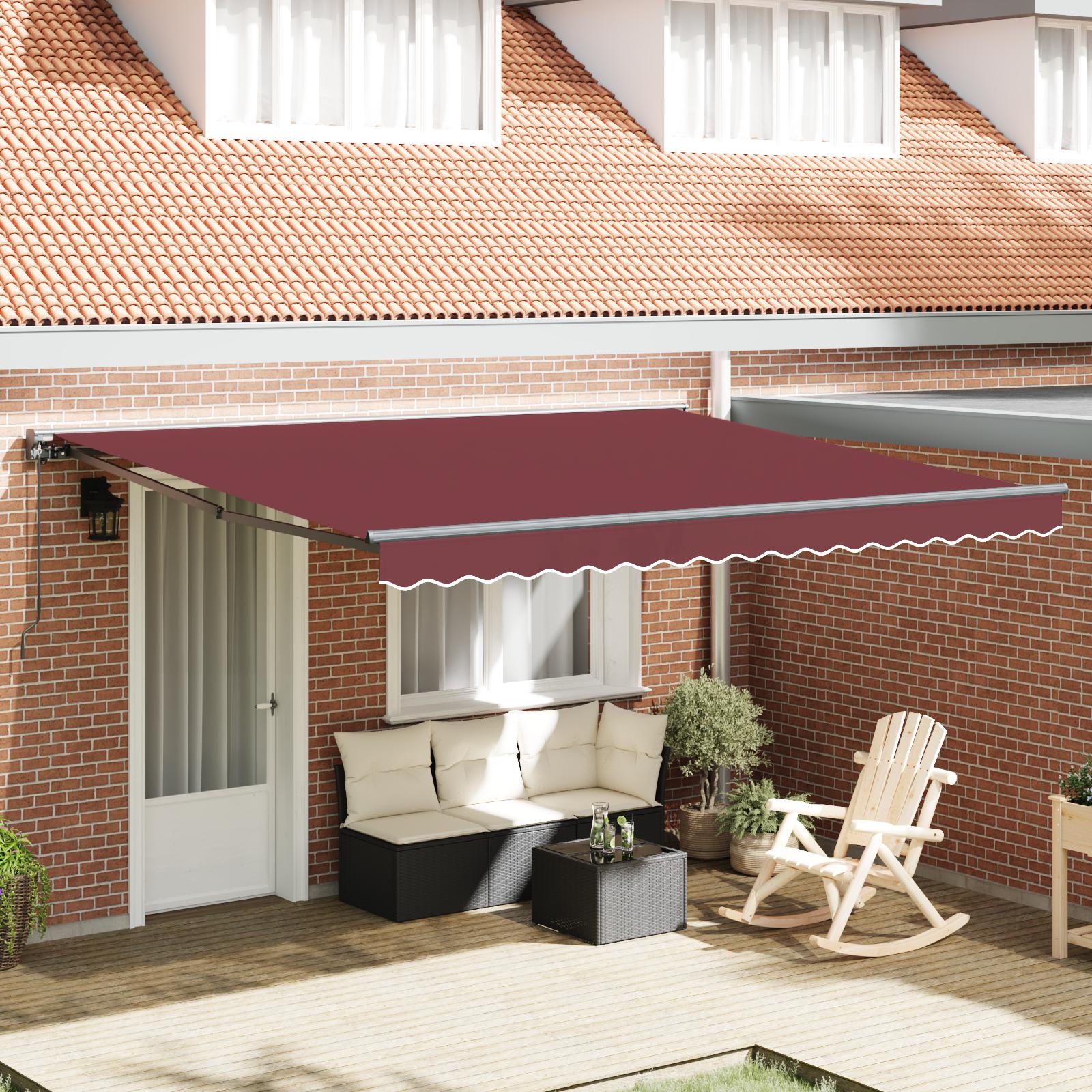 Udtrækkelig Markise Blå Og Hvid 350X200 Cm Stof - Bordeaux (anthracitramme) / 4 × 3 m / Manuel