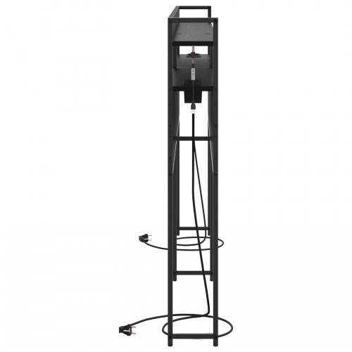 Opbevaringshovedgavl med LED og opladningsstation - sort eg, 200 cm