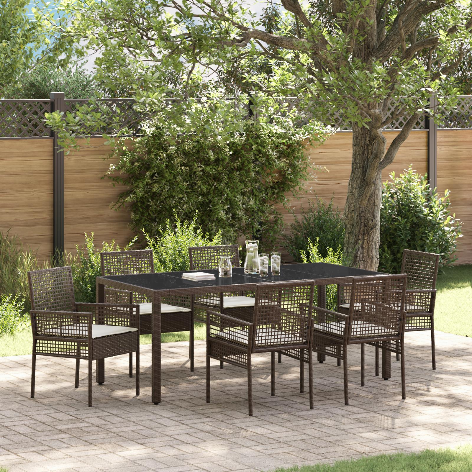 Have Spisebordssæt 7 stk Brun Poly rattan