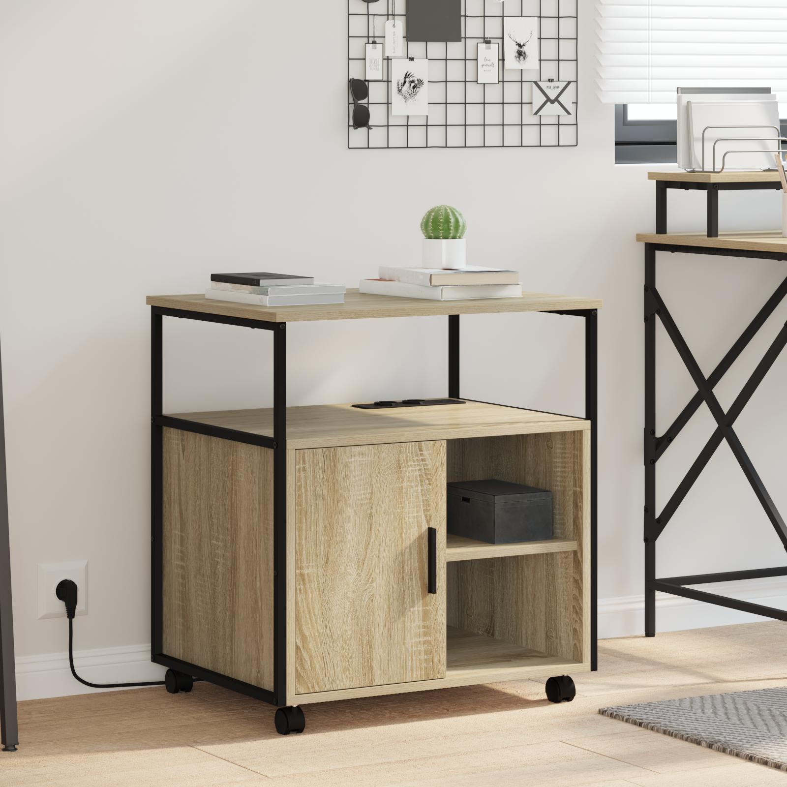 Kontorskab med opladningsstation Sonoma-eg 61 x 46 x 67 cm