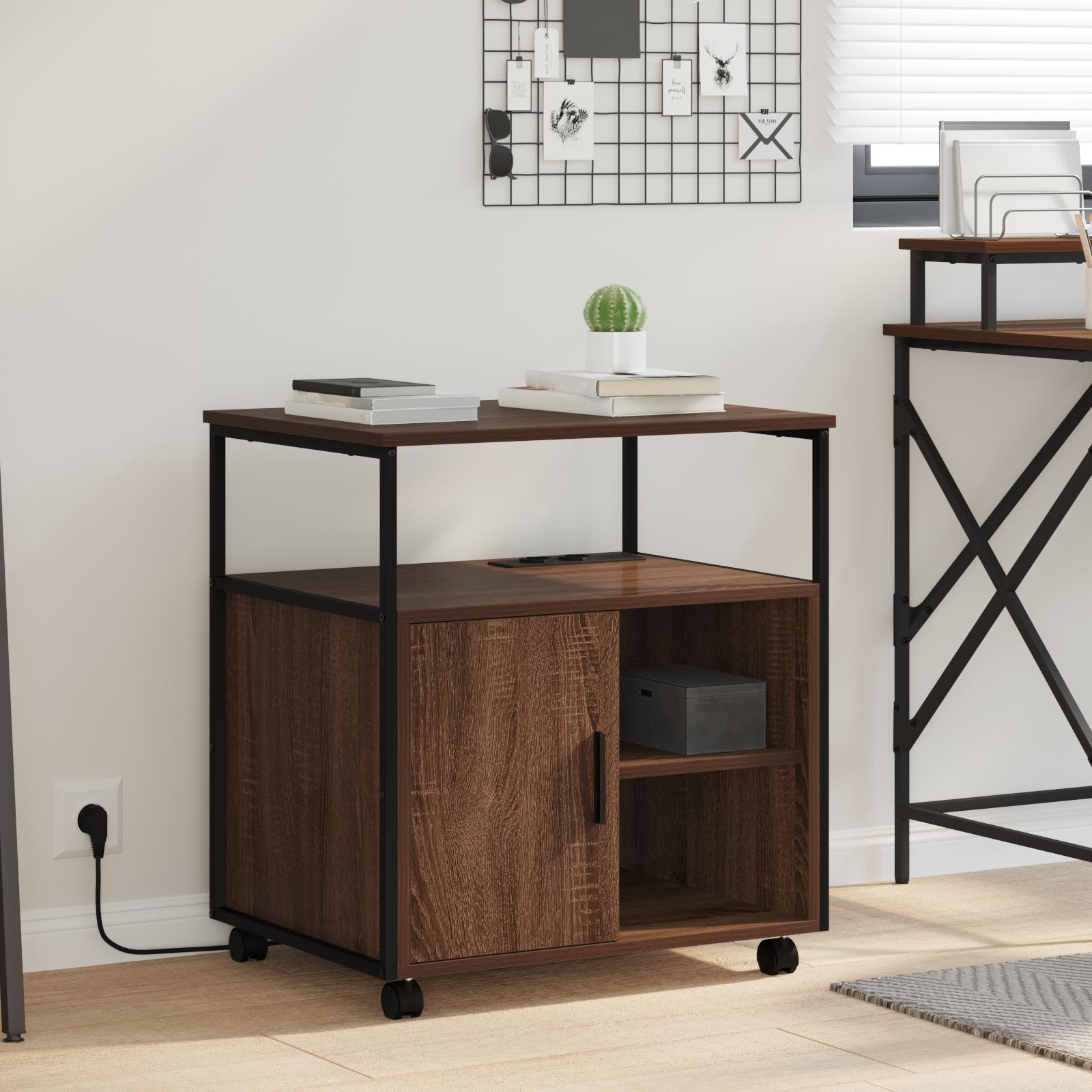 Kontorskab med opladningsstation Brun eg 61 x 46 x 67 cm