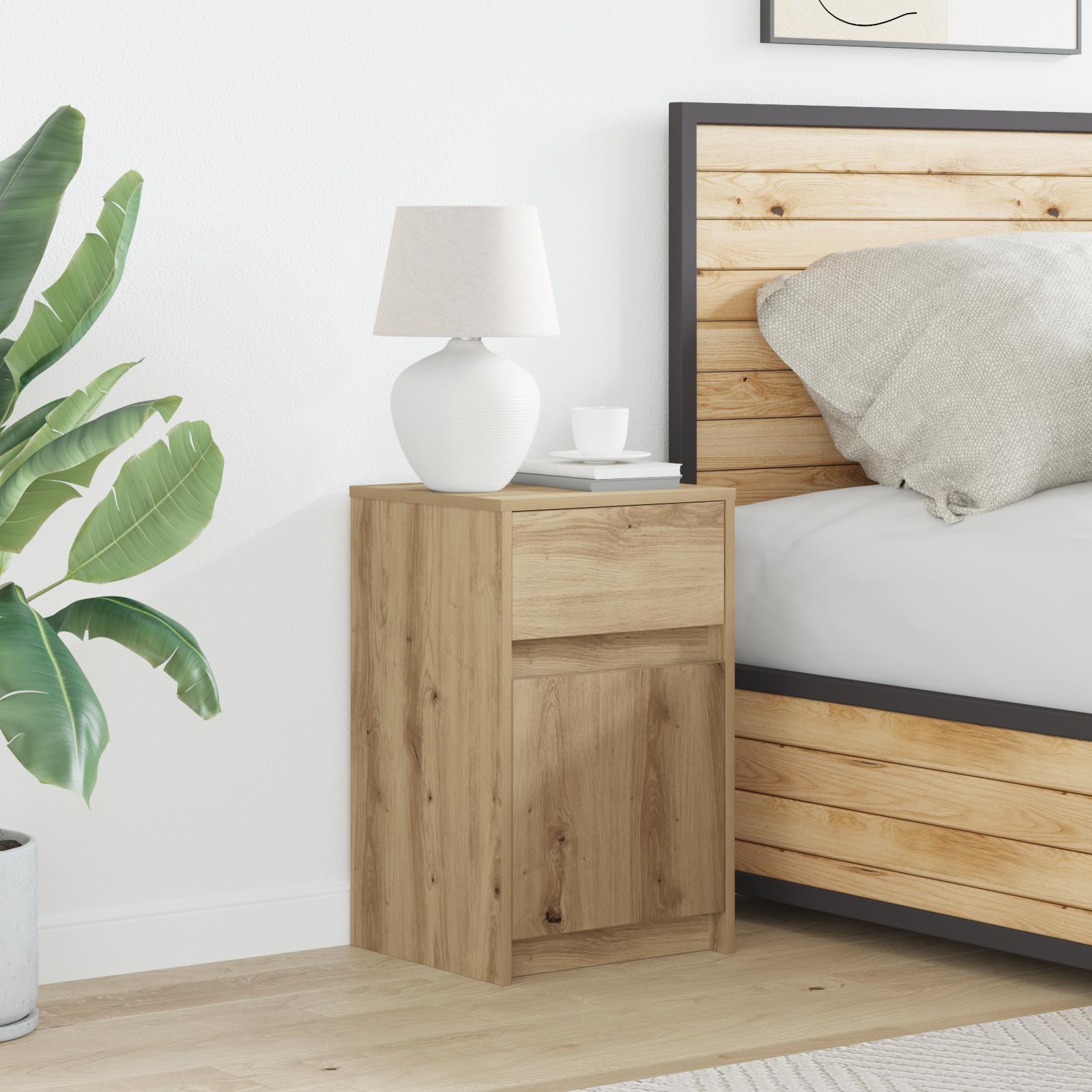 Led Sengeskab Med Skuffe Artisan Eg 38 X 34 X 61 Cm Spånplade