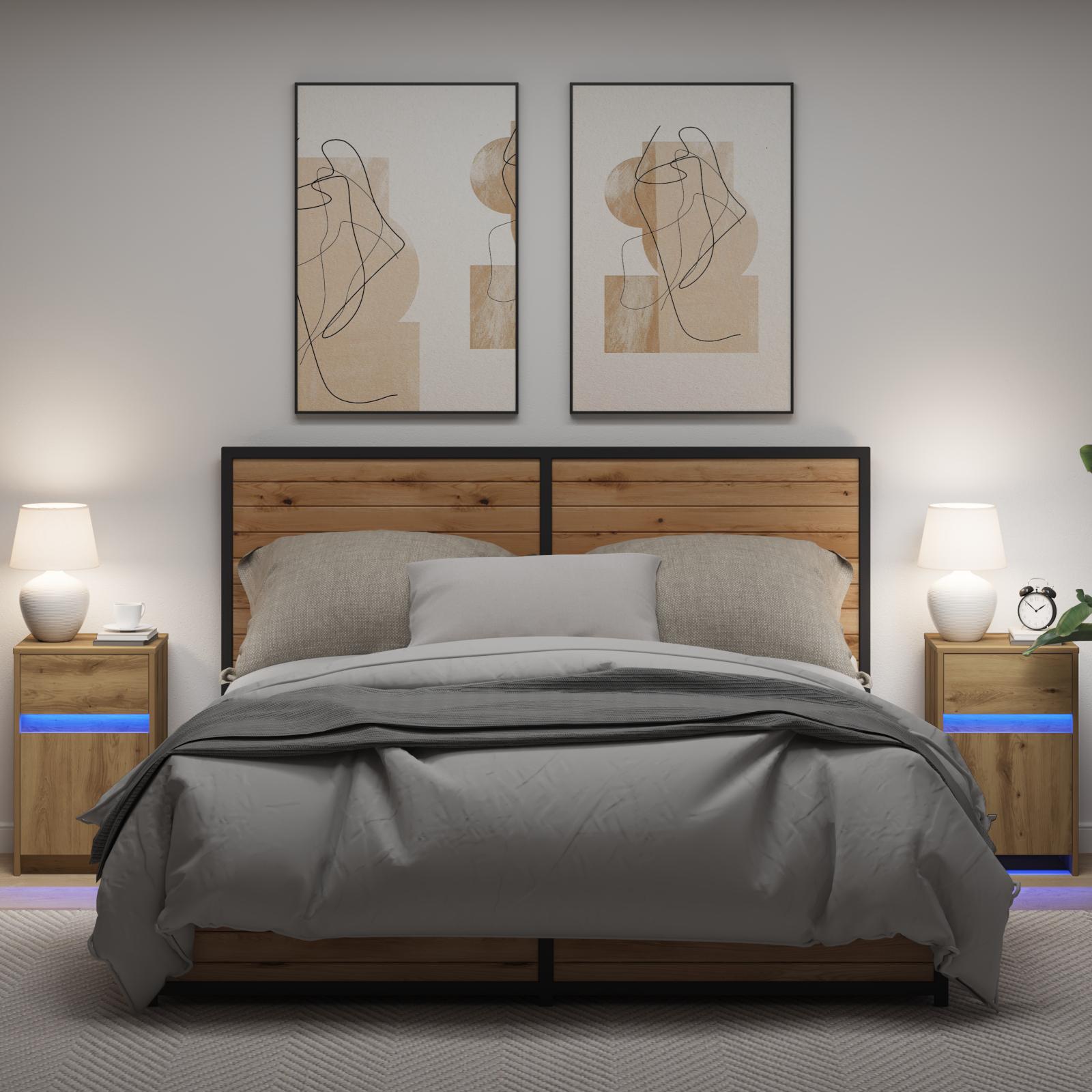Led Sengeskab 2 Stk Artisan Eg 38 X 34 X 61 Cm Spånplade