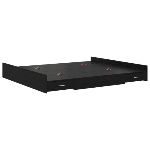 Sengeramme med opbevaring Sort eg 180 x 200 cm Konstrueret træ