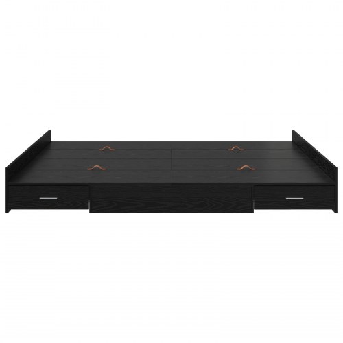 Sengeramme med opbevaring Sort eg 180 x 200 cm Konstrueret træ