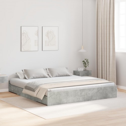 Sengeramme med opbevaring Betongrå 180 x 200 cm Konstrueret træ