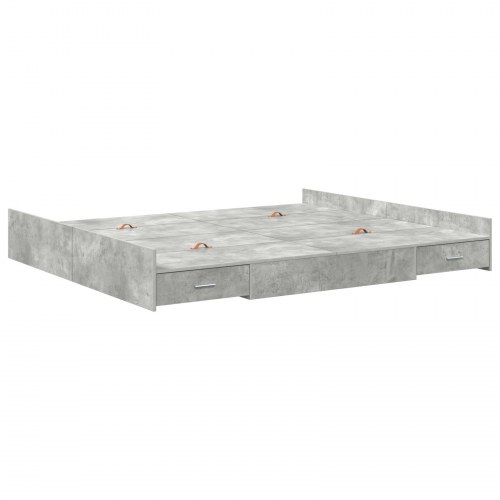 Sengeramme med opbevaring Betongrå 180 x 200 cm Konstrueret træ