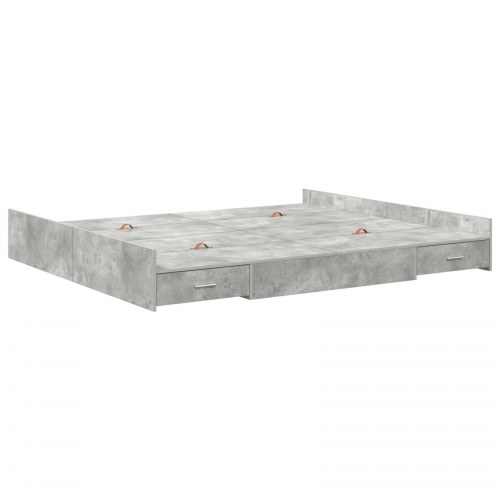 Sengeramme med opbevaring Betongrå 180 x 200 cm Konstrueret træ