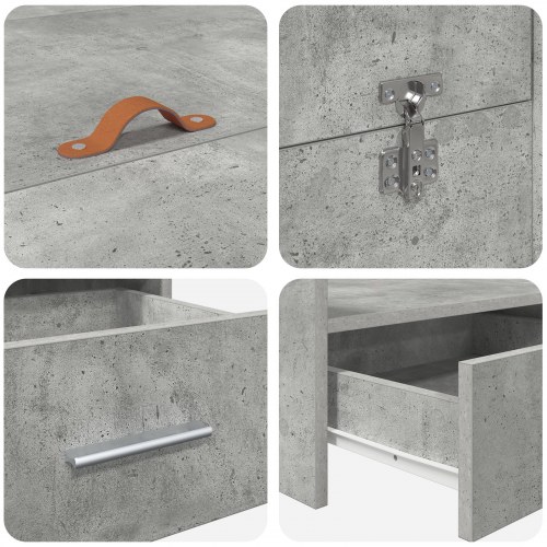 Sengeramme med opbevaring Betongrå 140 x 200 cm Konstrueret træ