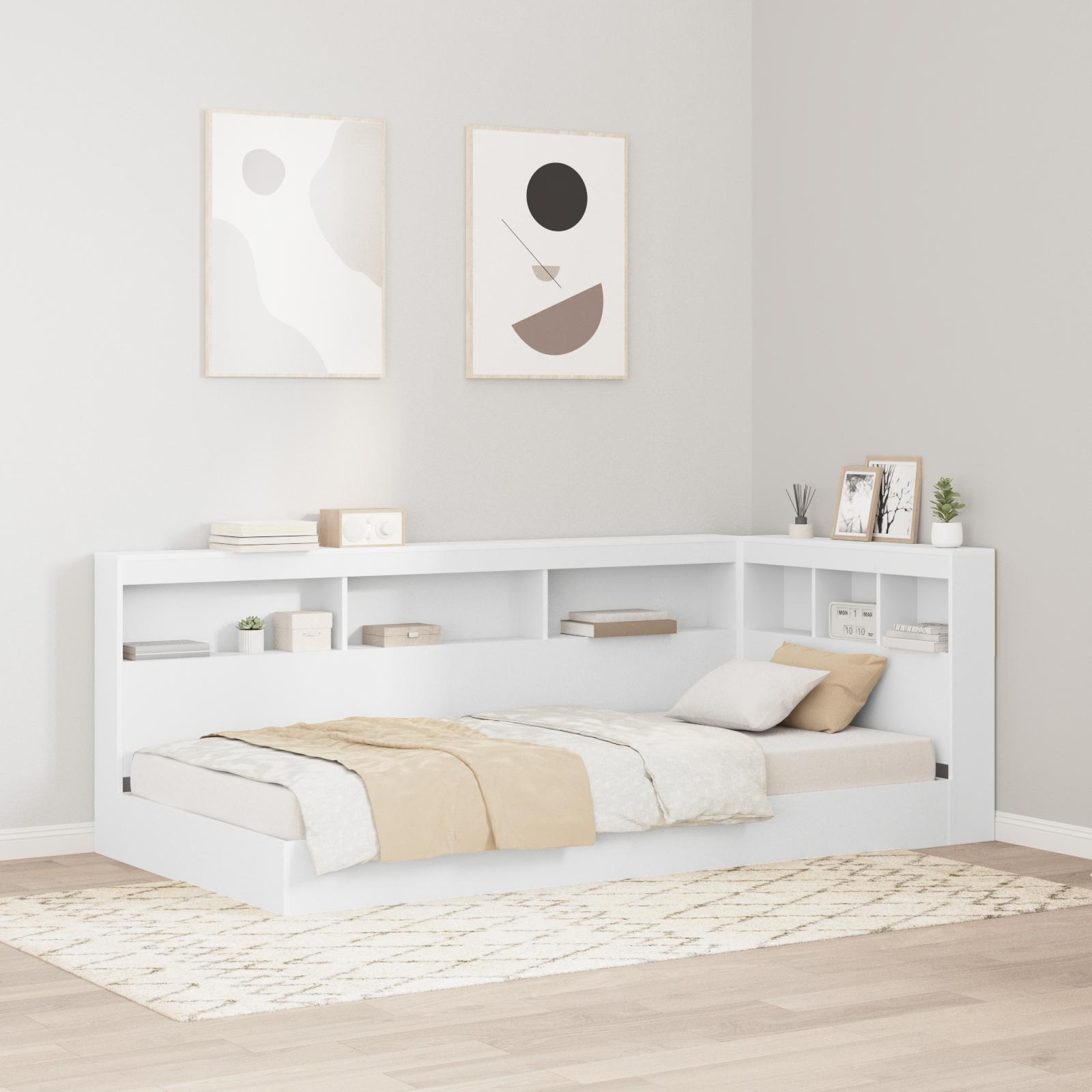 Opbevaringshovedgavl med hylder - hvid 80 cm, konstrueret træ