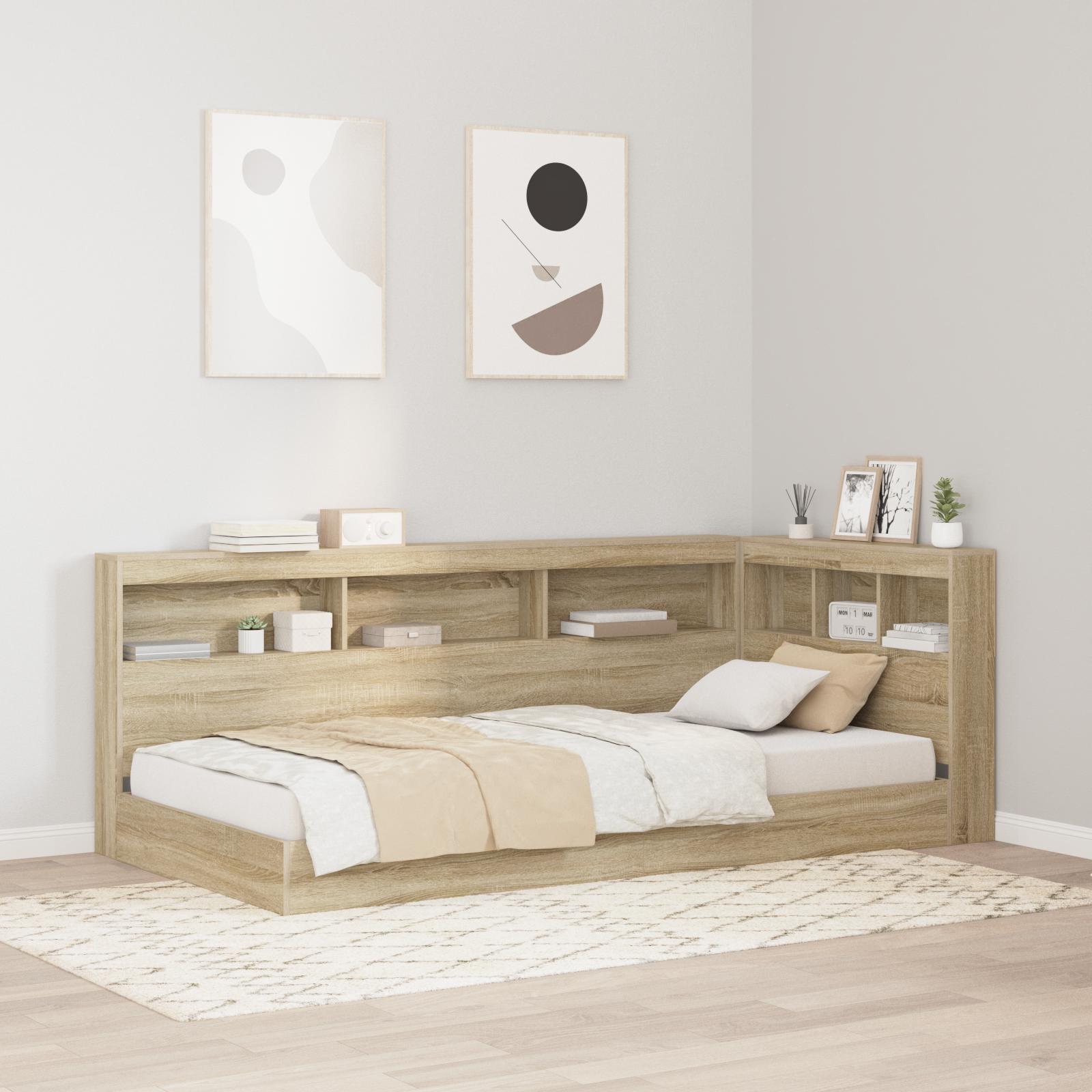 Opbevaringshovedgavl med hylder - L-form, Sonoma eg, 80 cm, konstrueret træ