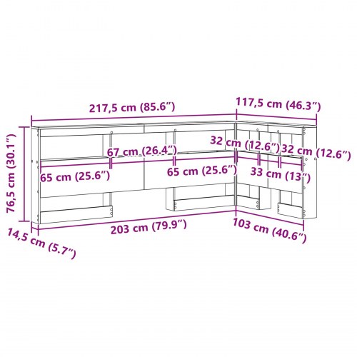 Opbevaringshovedgavl beton grå - 217,5 x 117,5 x 76,5 cm