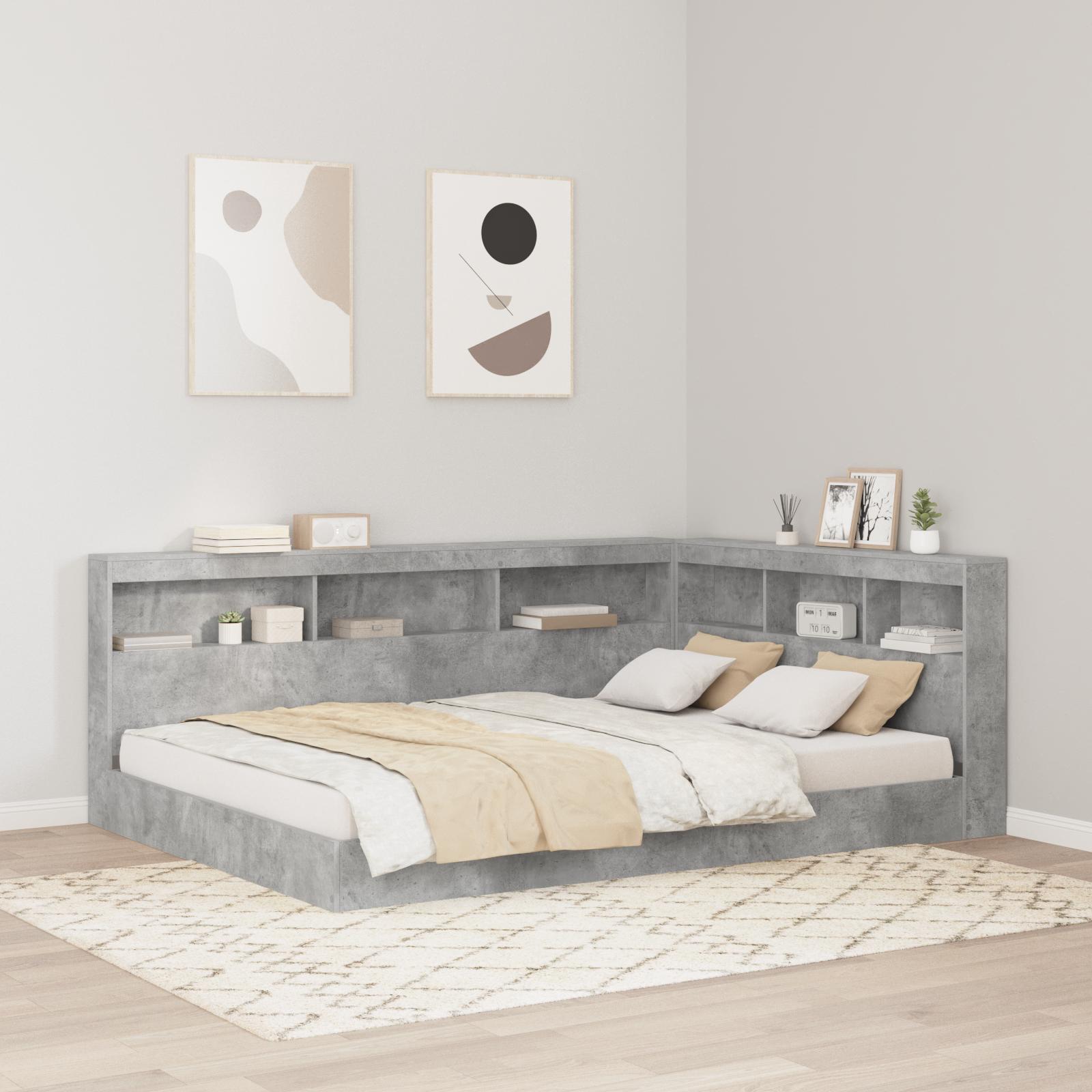 Opbevaringshovedgavl med hylder - beton grå, 140 cm, konstrueret træ