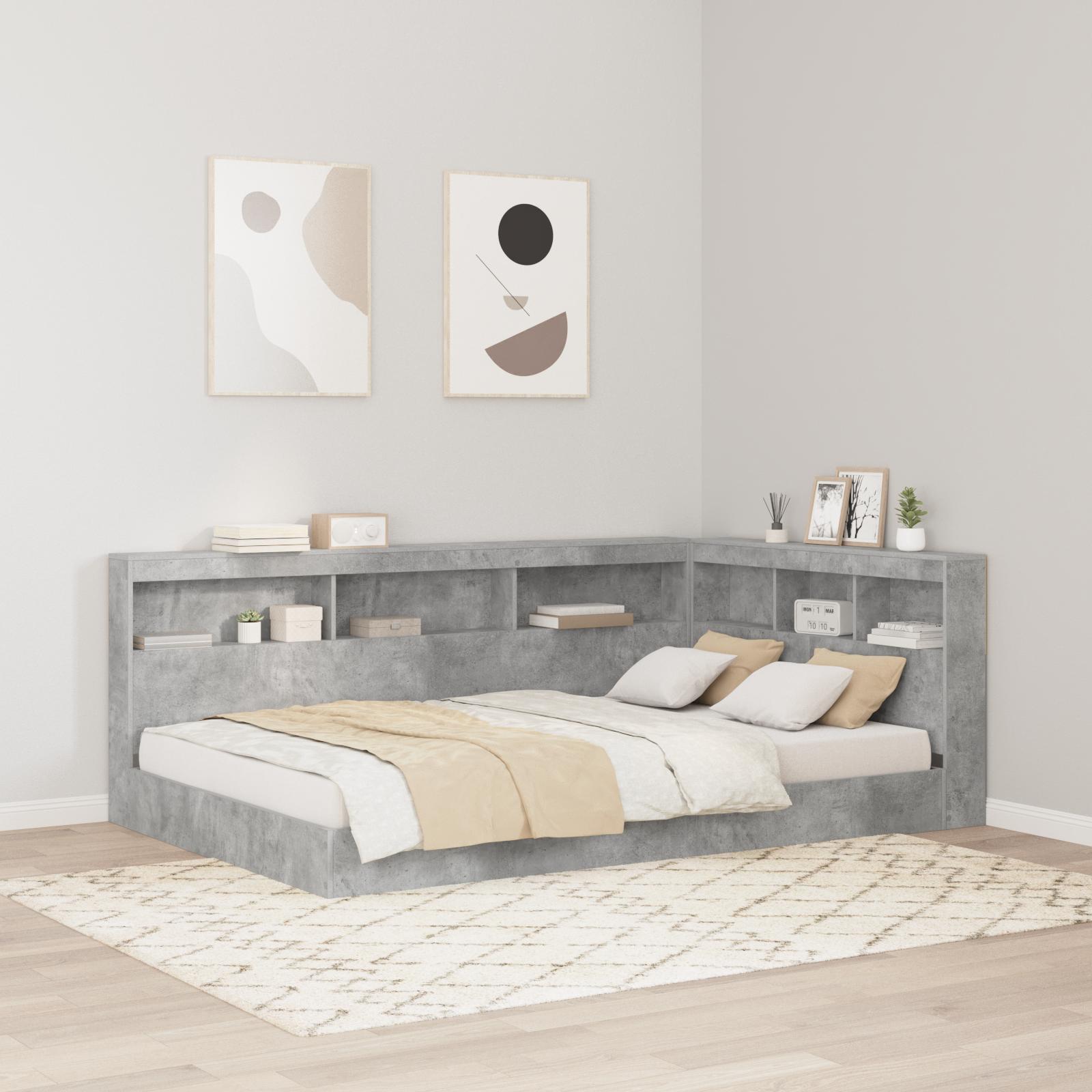 Opbevaringshovedgavl i betongrå - L-form, 207,5 × 137,5 × 76,5 cm
