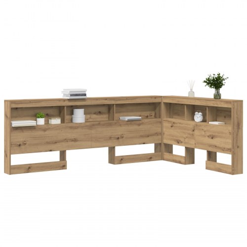 Opbevaringssengegavl L-formet - Artisan egetræ