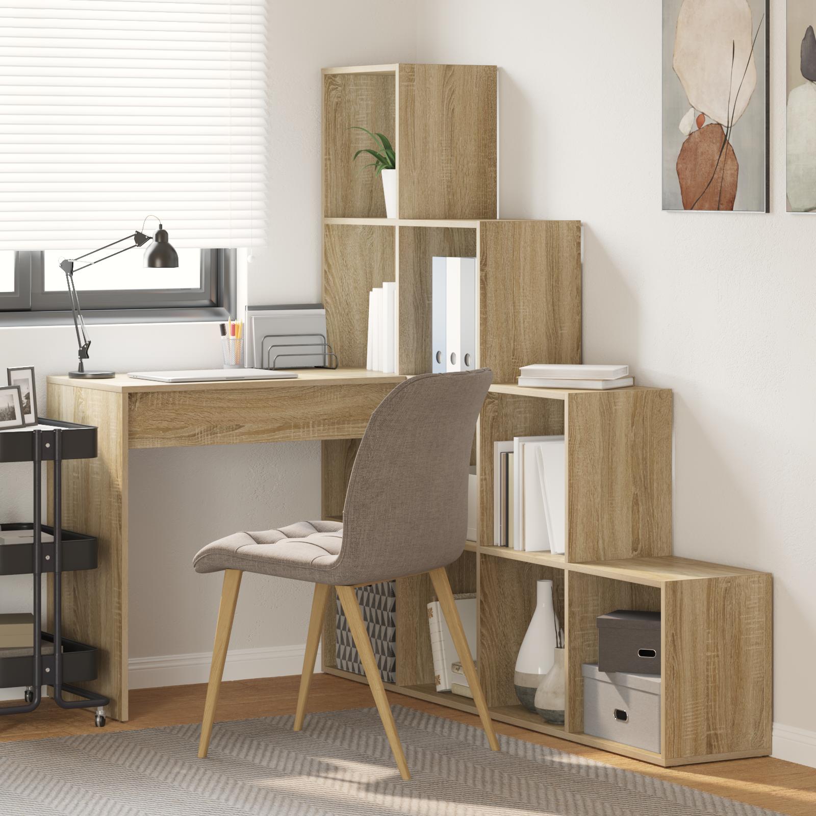 Hjørneskrivebord med hylde Sonoma-eg 101,5 x 149,5 x 149,5 cm