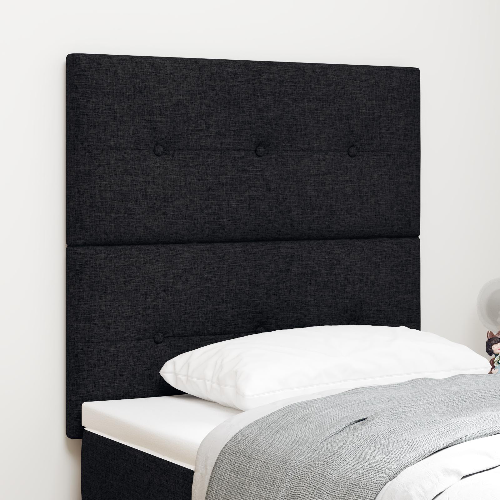 vidaXL LED sengegavl med LED-lysstrimler Sort 100 cm Stof