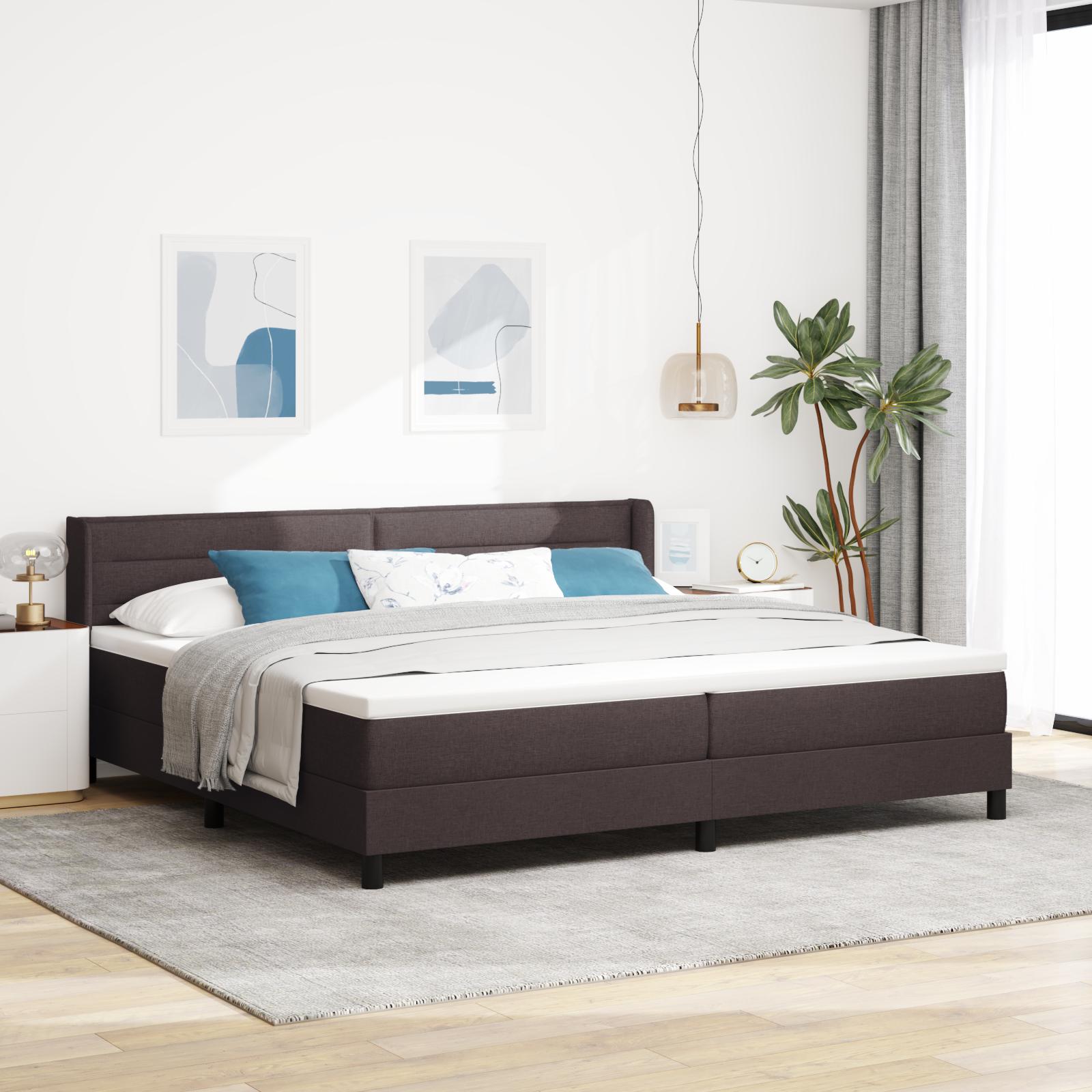 Kontinentalseng med madras Mørk Brun 200 x 200 cm Polyester