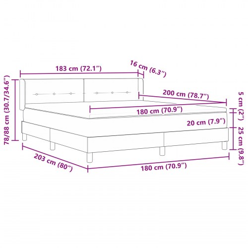 Kontinentalseng med madras Mørk Brun 200 x 180 cm Polyester