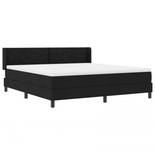 Boxmadras med topmadras Sort 180 x 200 cm Stof og Ingeniørtræ