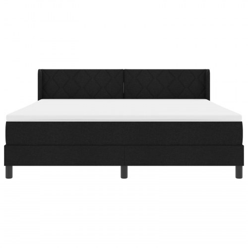 Boxmadras med topmadras Sort 180 x 200 cm Stof og Ingeniørtræ