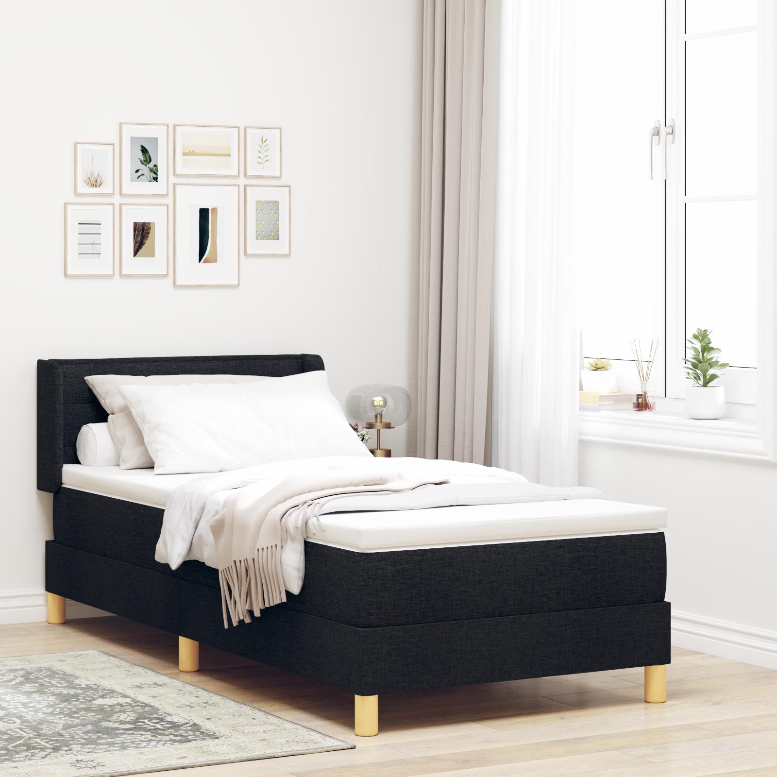 Box Spring Seng Sort Og Hvid Og Sort 100 X 200 Cm Stof