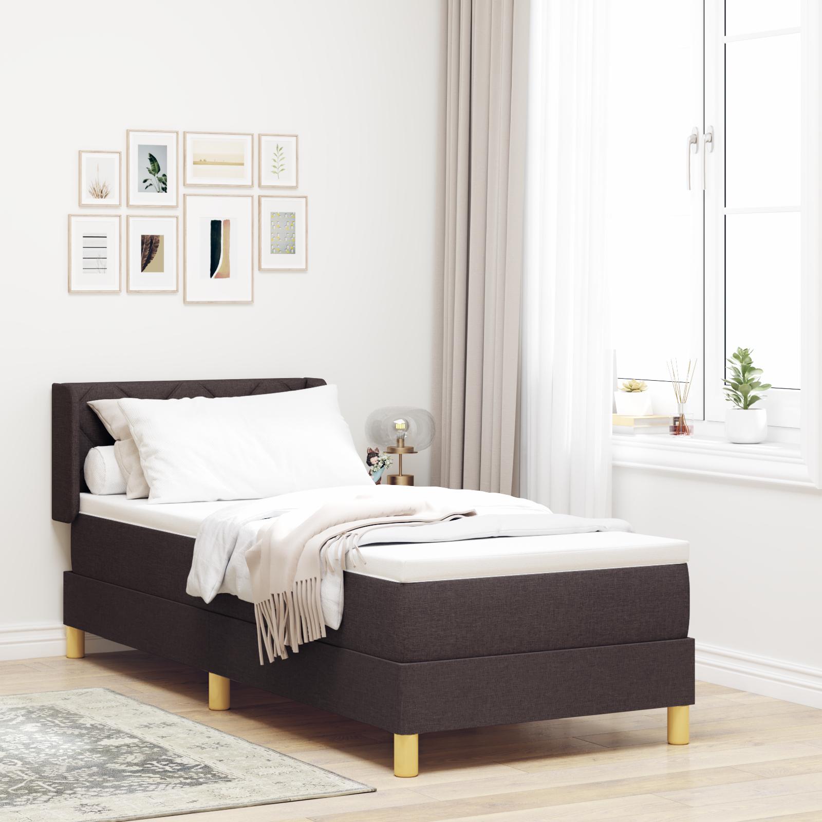 Box Spring Seng Med Madras Mørkebrun Og Hvid 80 X 200 Cm Stof